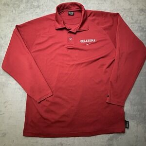 Oklahoma Sooners Nike Dri Fit Polo Shirt Mens Medium Maroon Long Sleeve Team
